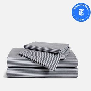 Brooklinen Classic Core Sheet Set - Full - Graphite and Steel Oxford Stripe